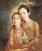 GAINSBOROUGH, Thomas The Artist-s Daughters with a Cat USA oil painting reproduction